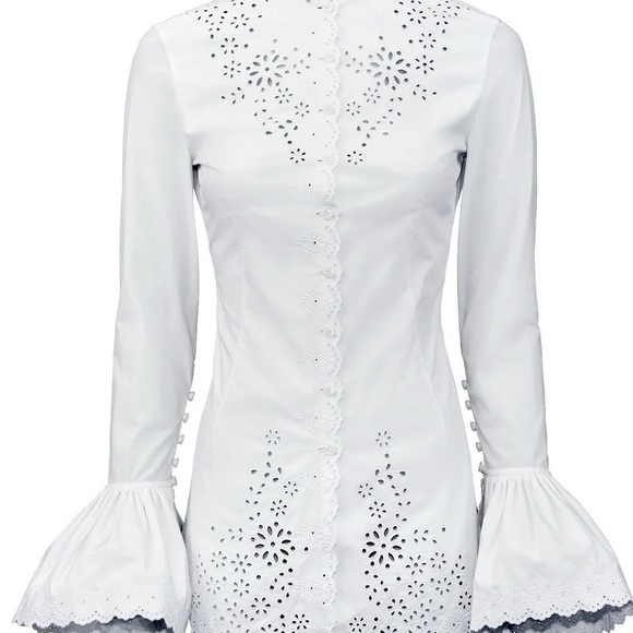 H&M Tops - Rabanne H&M White Lace Detail Blouse